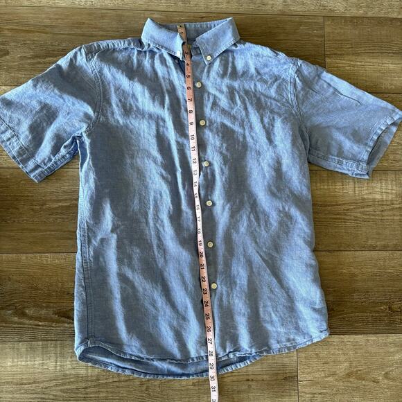 Isle Bay Linens | Linen Blend Shirt | Mens Large | Blue Short Sleeve Button Down - Picture 4 of 8